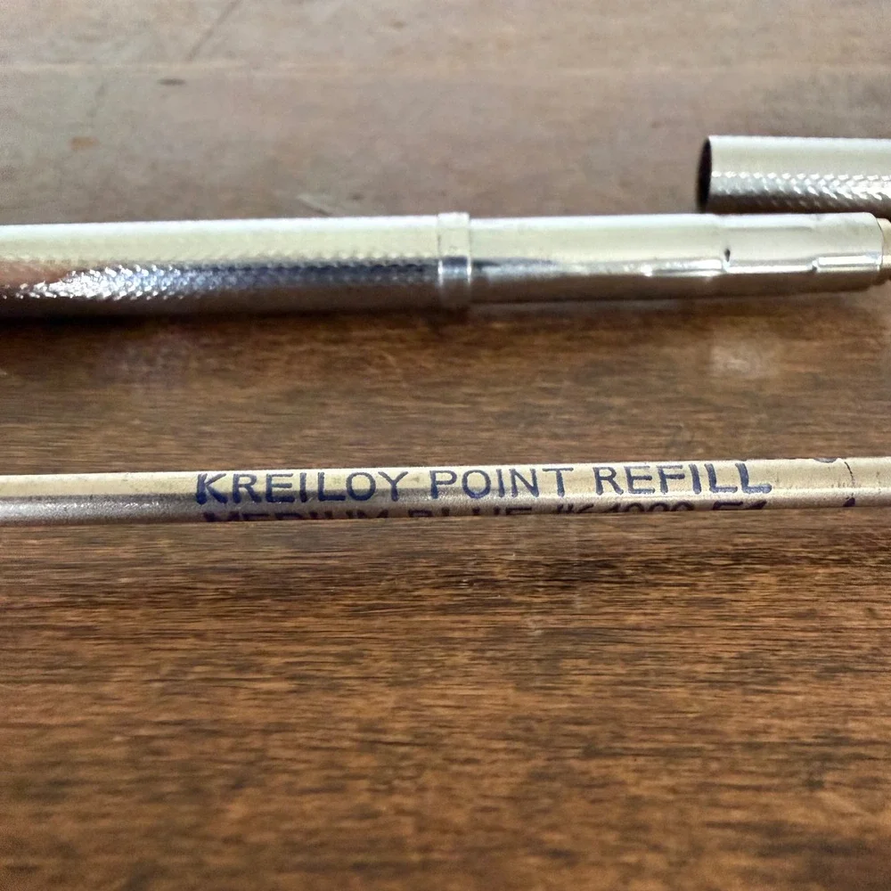 Vintage Kreisler USA‎ Textured Silver Tone Ballpoint Pen Mid Century
